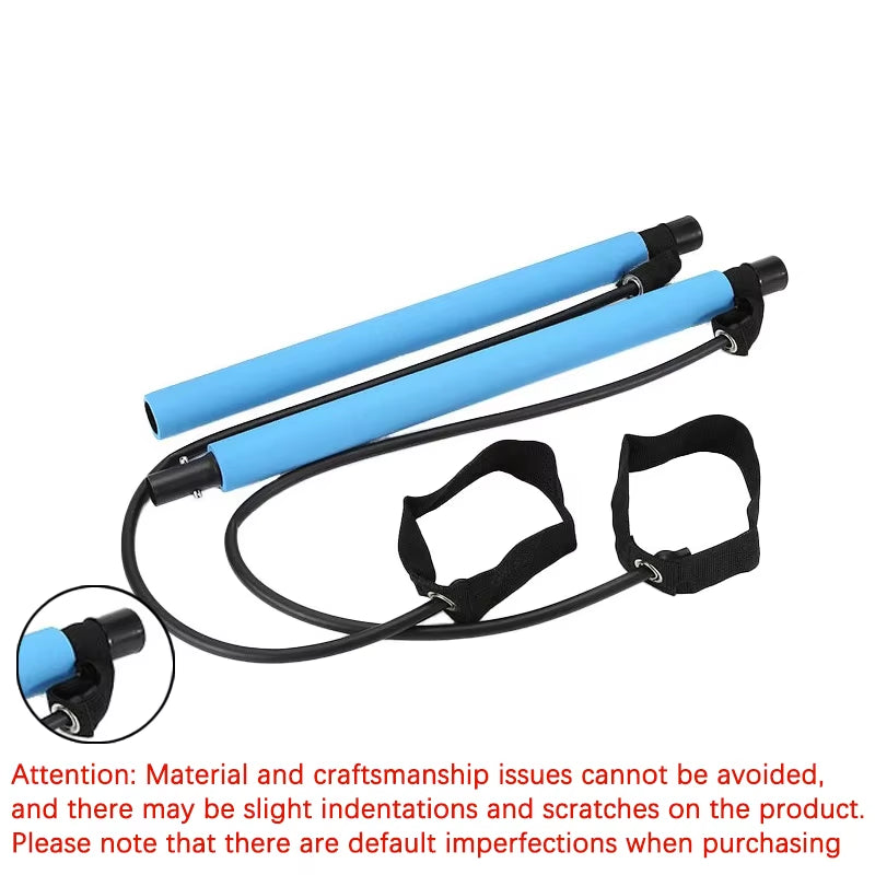 Multifunctional Pilates Bar Combination Fitness Bar Yoga Chest Expansion Tension Rope Back Trainer Elastic Rope Stretching Belt